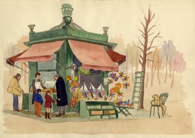 Kiosk Selling Toys, Paris, France, c. 1951 by Shirley Markham