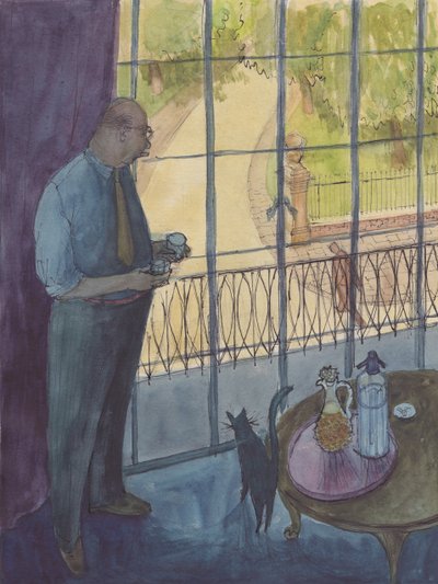 Man looking out of window by Shirley Markham