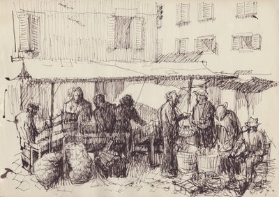 Market scene, Italy, c1950 by Shirley Markham
