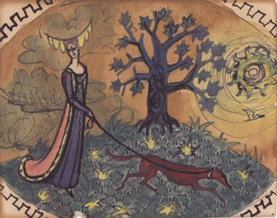 Medieval Lady and Dog by Shirley Markham