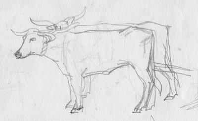 Oxen and Cart by Shirley Markham
