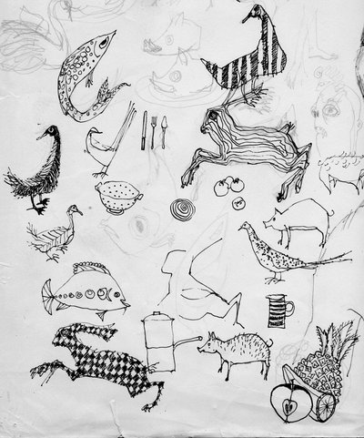 Page of Animal Sketches, c. 1950 by Shirley Markham