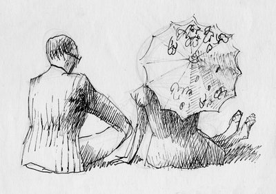 Seated couple from behind by Shirley Markham