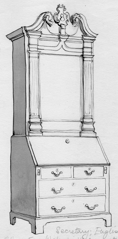 Secretary, English, early 18th century by Shirley Markham