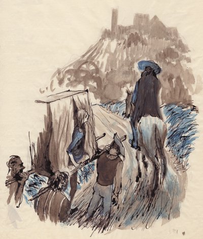 Woman in a litter by Shirley Markham