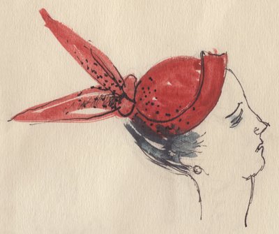 Woman in red hat by Shirley Markham