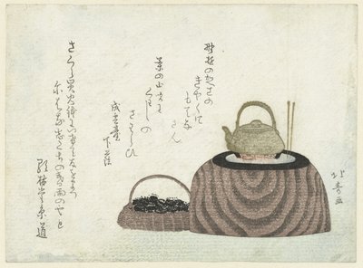Tea kettle on the stove by Shotei Hokuju