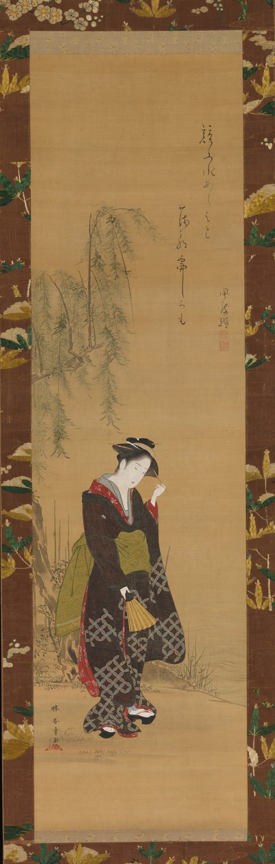 Woman under a Willow Tree, 18th century by Shunsho