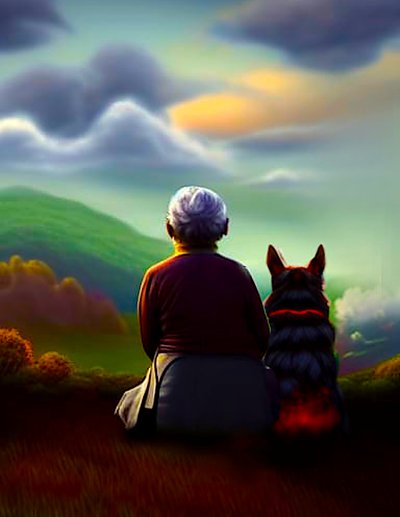 Silver Hair and Paws in the Evening Breeze by Silvia Martini