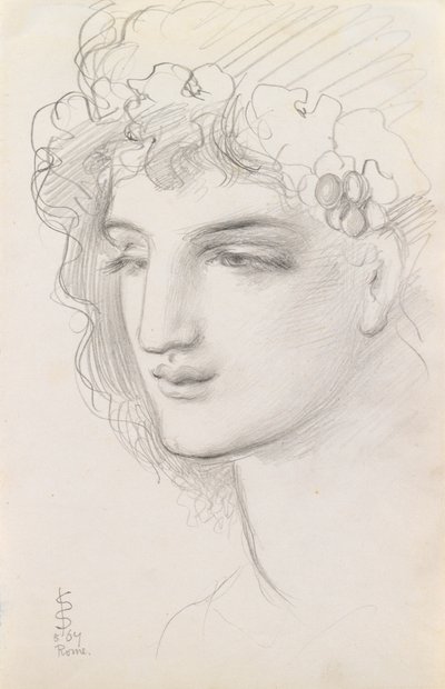 Study of a Garlanded Head by Simeon Solomon