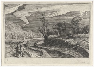 Landscape at Night (Southern European Landscapes) by Simon Frisius