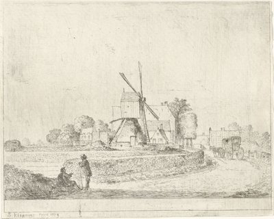 Mill and Houses Along a Country Road by Simon Klapmuts