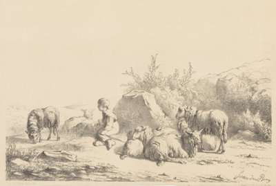 Shepherd and Sheep by Simon van den Berg