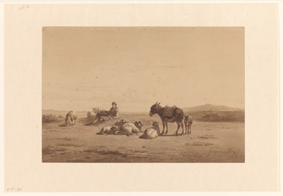 Resting Shepherd with Donkey by Simon van den Berg
