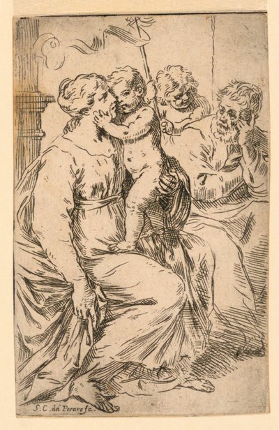 The Holy Family with Saint John by Simone Cantarini