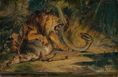 Lion Defending its Prey by Sir Edwin Landseer