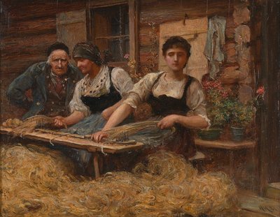 Carding Wool by Sir Hubert von Herkomer