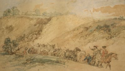 Army Waggons in a Ravine by Sir John Gilbert
