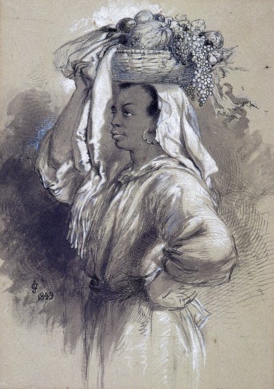 Girl with Fruit by Sir John Gilbert