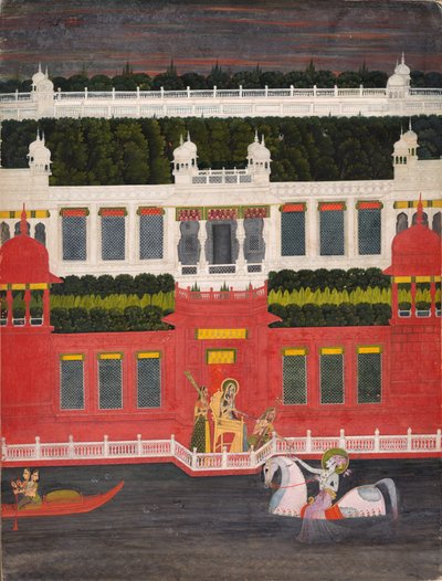 Krishna Receives a Flower Garland by Sitaram