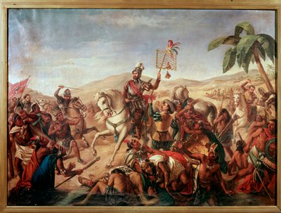 Battle of Otumba on July 7 by Spanish School