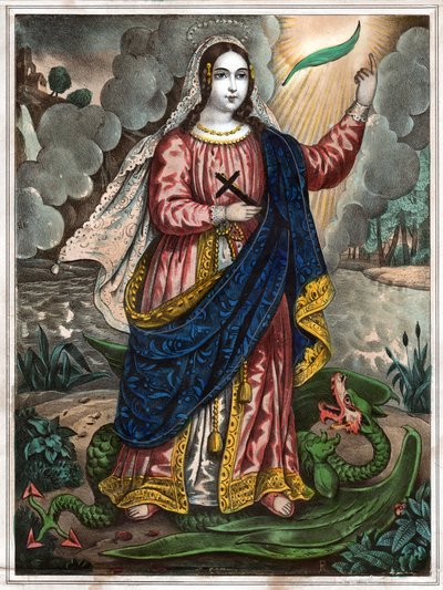 Saint Margaret of Antioch (engraving) by Spanish School
