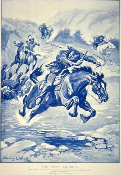 Pony Express pursued by Indians by Stanley L. Wood