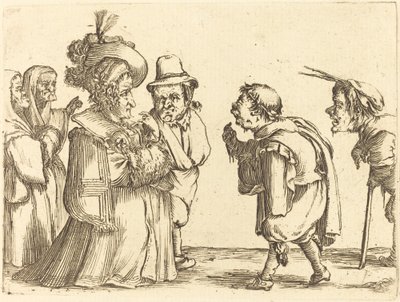 A Lady Greeted by a Dwarf by Stefano della Bella