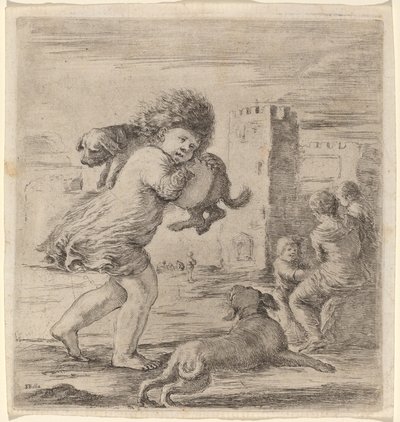 Child Carrying a Puppy by Stefano della Bella