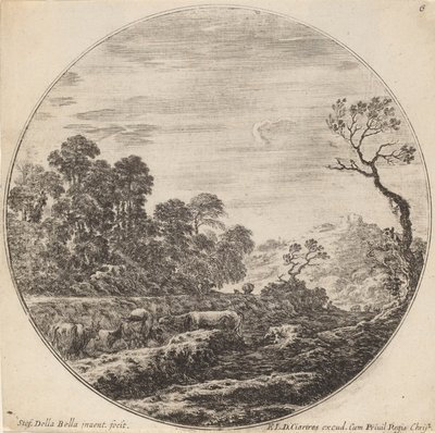 Cows Grazing in a Valley, 1646 by Stefano della Bella