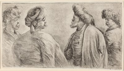 Four Turks Wearing Turbans by Stefano della Bella