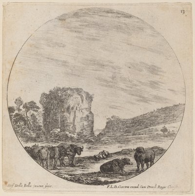 Landscape with Antique Ruins by Stefano della Bella