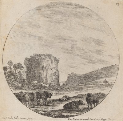 Landscape with Antique Ruins by Stefano della Bella