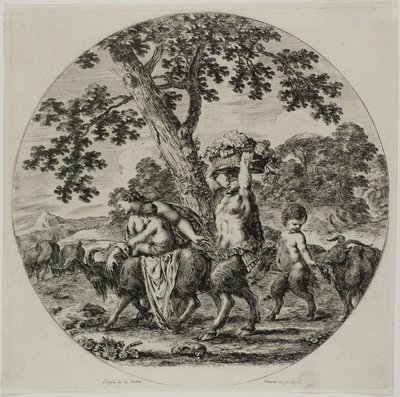 Satyr Family Walking by Stefano della Bella
