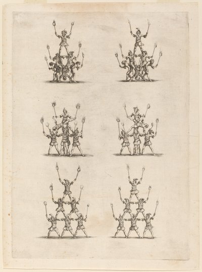 Thirty-Six Jugglers Standing in Pyramids by Stefano della Bella