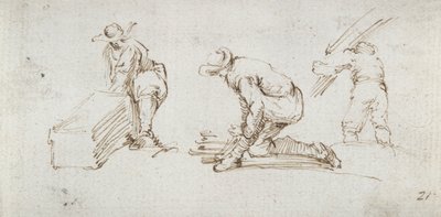 Three Figure Studies by Stefano della Bella