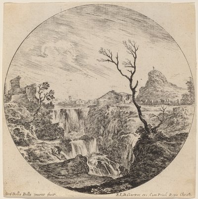 Waterfall with Three Tiers by Stefano della Bella
