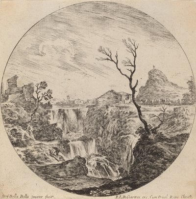 Waterfall with Three Tiers by Stefano della Bella