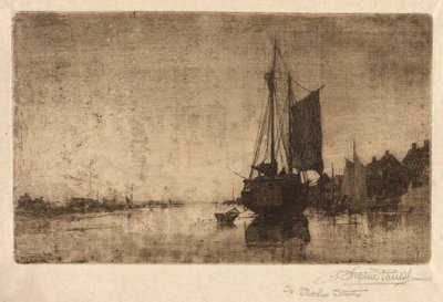 River Scene with Ship by Stephen Parrish