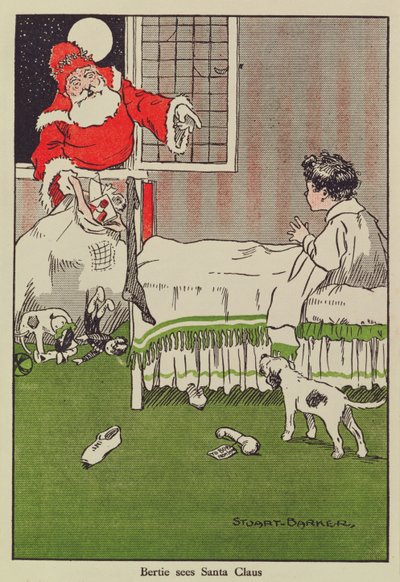 Bertie sees Santa Claus, book illustration by Stuart Barker