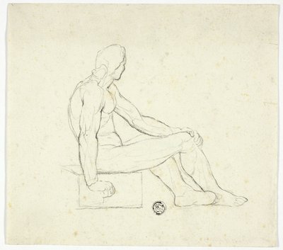 Seated Male Nude by Style of Jacques Louis David