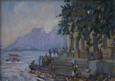 Washing on the Steps at Udaipur by Sue Wales