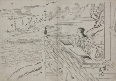 Illustration depicting Lady Murasaki by Sukenobu Nishikawa
