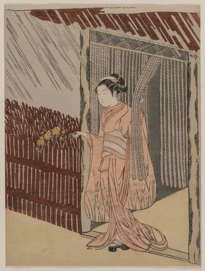 A Girl Dressing in Pink by Suzuki Harunobu