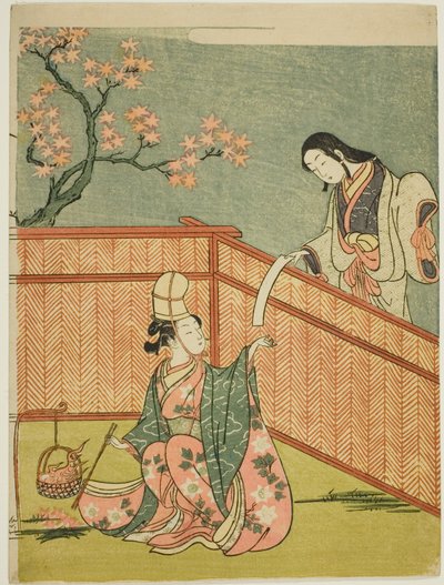 Burning Autumn Maple Leaves by Suzuki Harunobu