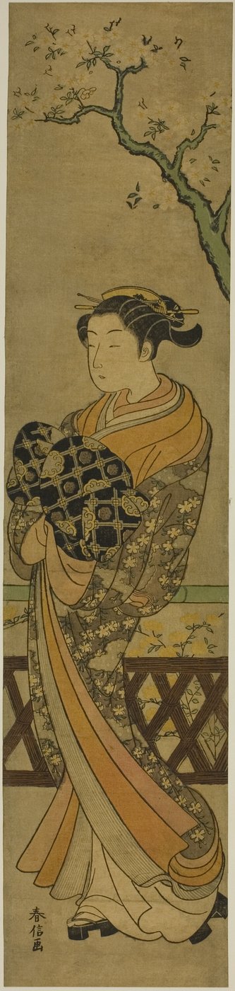 Courtesan Parading Beneath Cherry Tree by Suzuki Harunobu