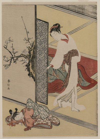 Courtesan and Sleeping Attendant by Suzuki Harunobu