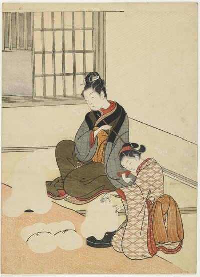 Evening Snow on the Silk-Dryer, after 1766 by Suzuki Harunobu