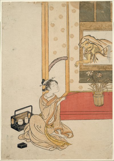 Giving Daruma a Smoke by Suzuki Harunobu