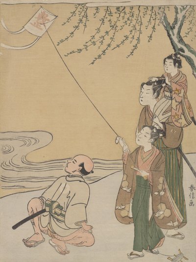 Kite Flying by Suzuki Harunobu